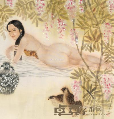 春色 镜片 设色绢本 69×66cm
