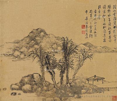  戊戌（1778）年作 溪山疏野 镜片 水墨纸本 27×31cm