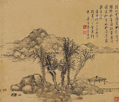  戊戌（1778）年作 溪山疏野 镜片 水墨纸本