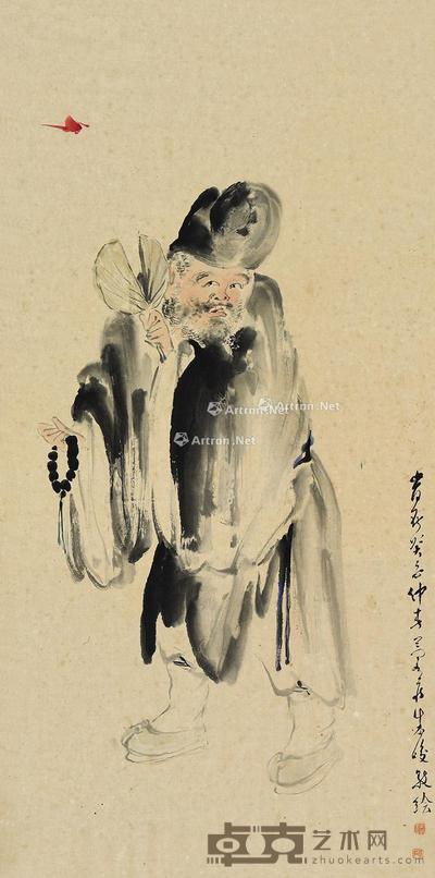 癸酉(1933)年作 济公图 镜片 设色纸本 94×47cm