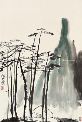  赏景图 立轴 设色纸本