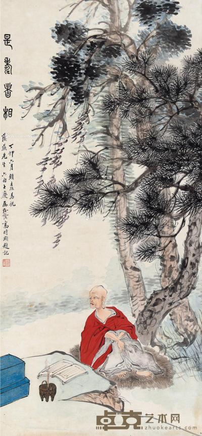  丁卯（1927）年作 是寿香相 立轴 设色纸本 110×51cm