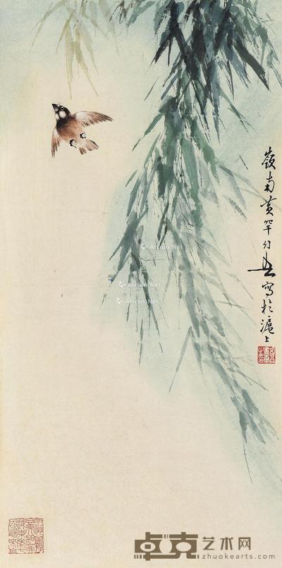 飞禽图 立轴 设色纸本 69×35cm