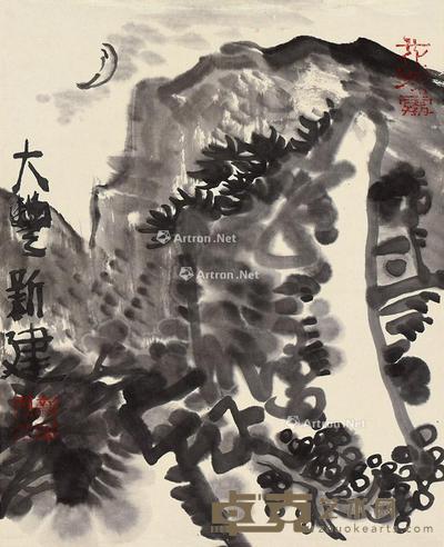  山水小品 立轴 水墨纸本 33×27cm
