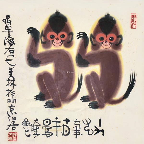  丁丑（1997）年作 大圣图 镜片 设色纸本