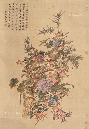  花卉 立轴 设色纸本