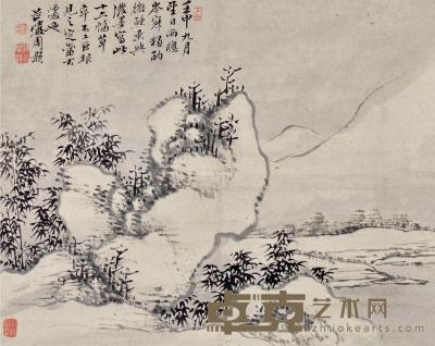  壬申（1752）年作 疏林山色 立轴 水墨纸本 25×32cm