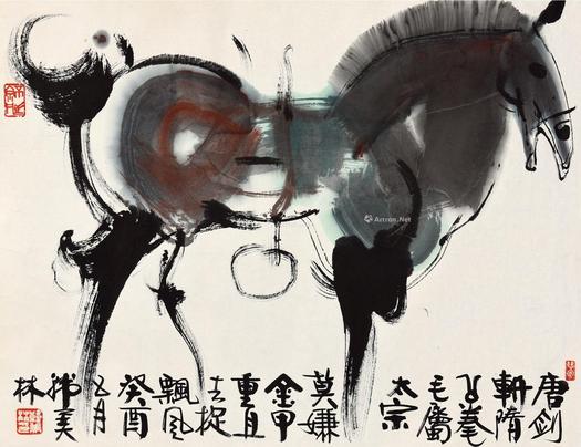  癸酉（1993）年作 骏马图 镜片 设色纸本