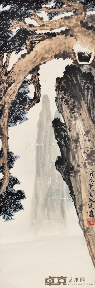 戊辰(1988)年作 松风 镜片 设色纸本 103×34cm
