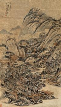  戊戌（1898）年作 松杉山居图 镜片 设色纸本