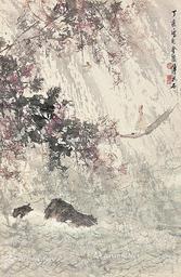  山水人物 立轴 纸本