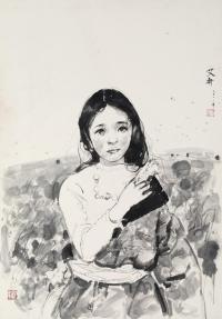  2011年作 西藏女孩 纸本水墨