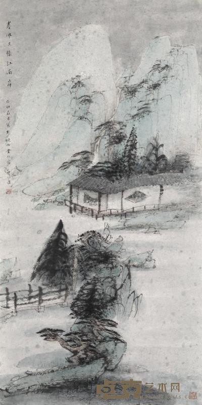  1999年作 春风又绿江南岸 纸本设色 138×68cm
