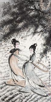  二湘图 立轴 设色纸本