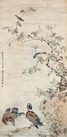  花鸟 立轴 设色纸本