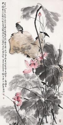  花鸟 立轴 设色纸本