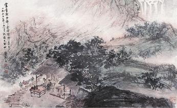 * 山水 镜片 设色纸本