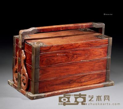  清中期 黄花梨提梁盒 长35.5cm