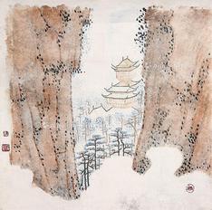  山水 立轴 设色纸本