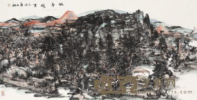 2015年作 风亭晚坐 纸本设色 68×136cm