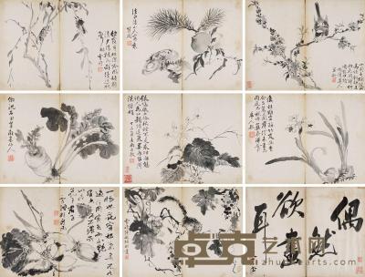  花卉动物 册 （八开） 水墨纸本 28×37cm×8