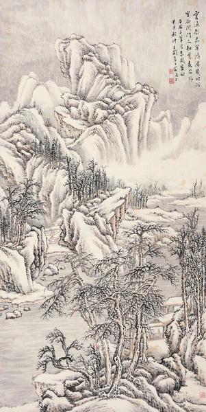  1944年作 雪景寒林图 立轴 设色纸本