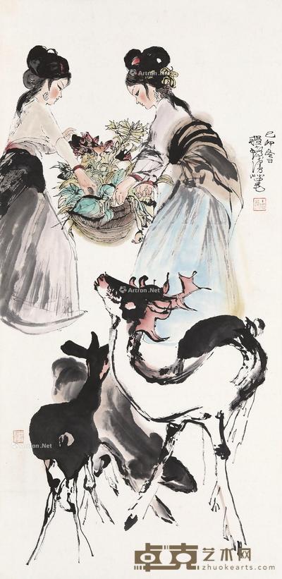 1999年作 仕女 纸本设色 135×66cm
