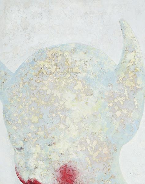  2002年作 小孩头 布面油画