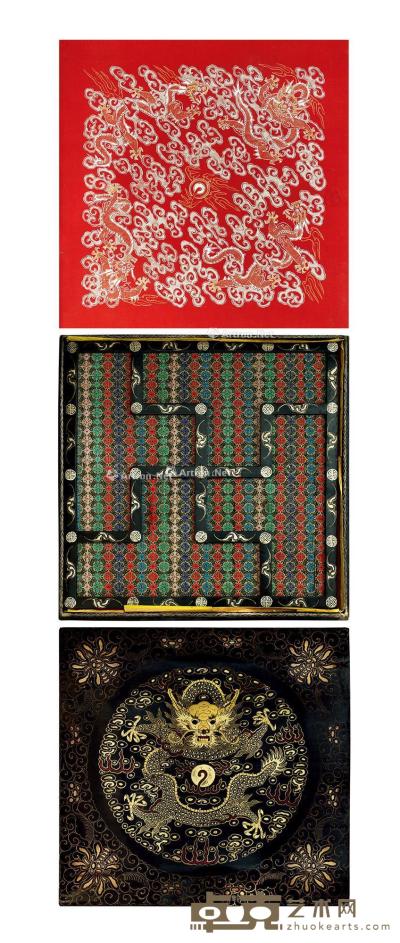  清乾隆 红地金彩绘龙纹宫纸 （二十五张） 65×65cm