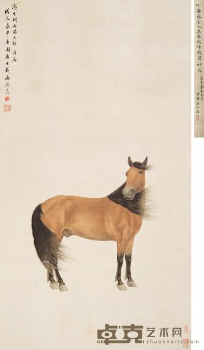  1928年作 长风神骏图 立轴 设色绢本 94.5×53cm