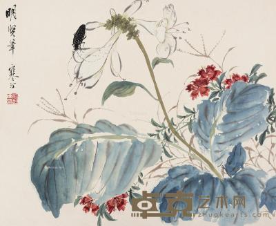  花卉草虫 镜心 设色纸本 32×38.5cm