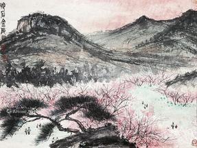  山水 立轴 设色纸本