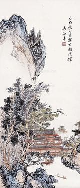  山水 立轴 设色纸本