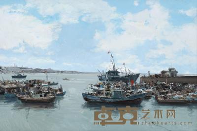  2017年作 渔人码头 布面油画 60×90cm