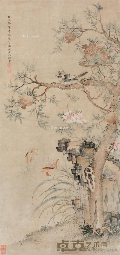  1723年作 花鸟 镜心 设色纸本 105×49cm