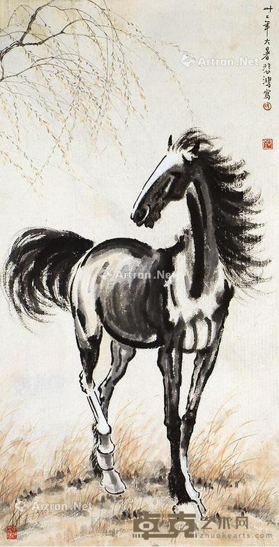 立马图 立轴 纸本 89×45cm
