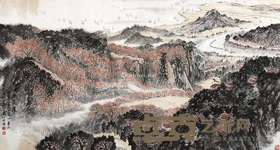  山水 镜片 纸本 95×177cm