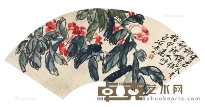  花卉 扇片 纸本 50×19cm