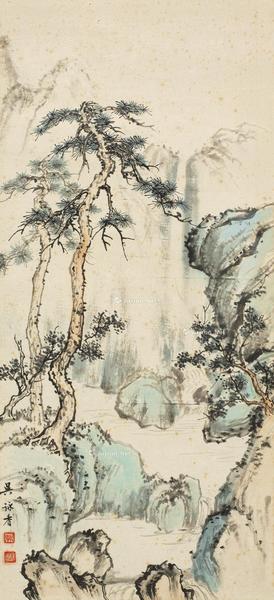  山中行 镜片 设色纸本