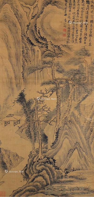  山水 立轴 绫本 85×41cm