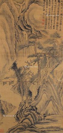  山水 立轴 绫本