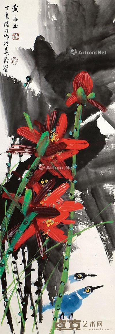 花鸟 立轴 纸本 124×43cm
