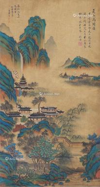  青绿山水 立轴 绢本