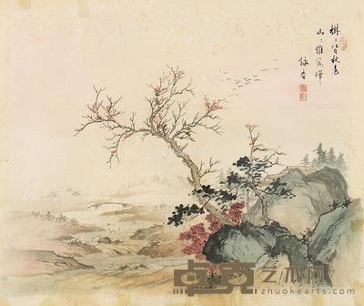  树树秋色 镜片 设色绢本 44×55cm