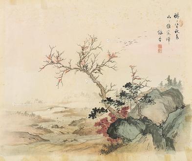  树树秋色 镜片 设色绢本