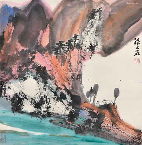  山水 镜片 设色纸本