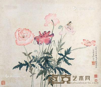  花卉 立轴 纸本 44×52cm