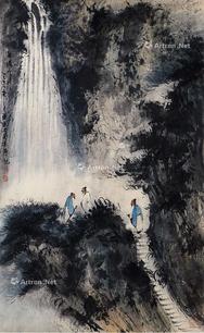  观瀑听涛 立轴 纸本
