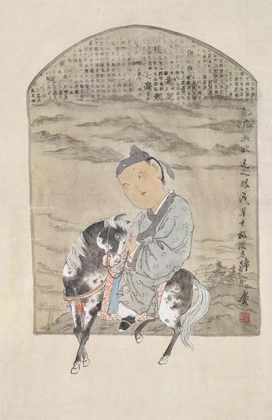  唐人诗意图 镜片 设色纸本