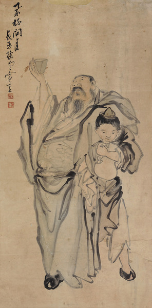  人物故事 立轴 设色纸本
